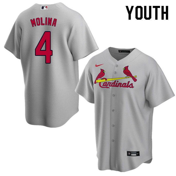 Nike Youth #4 Yadier Molina St.Louis Cardinals Baseball Jerseys Sale-Gray